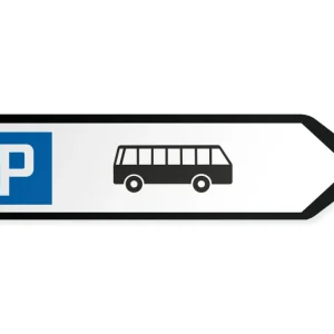 Linja-autojen pysäköintialue Opaste - oikealle, 40 x 10 cm