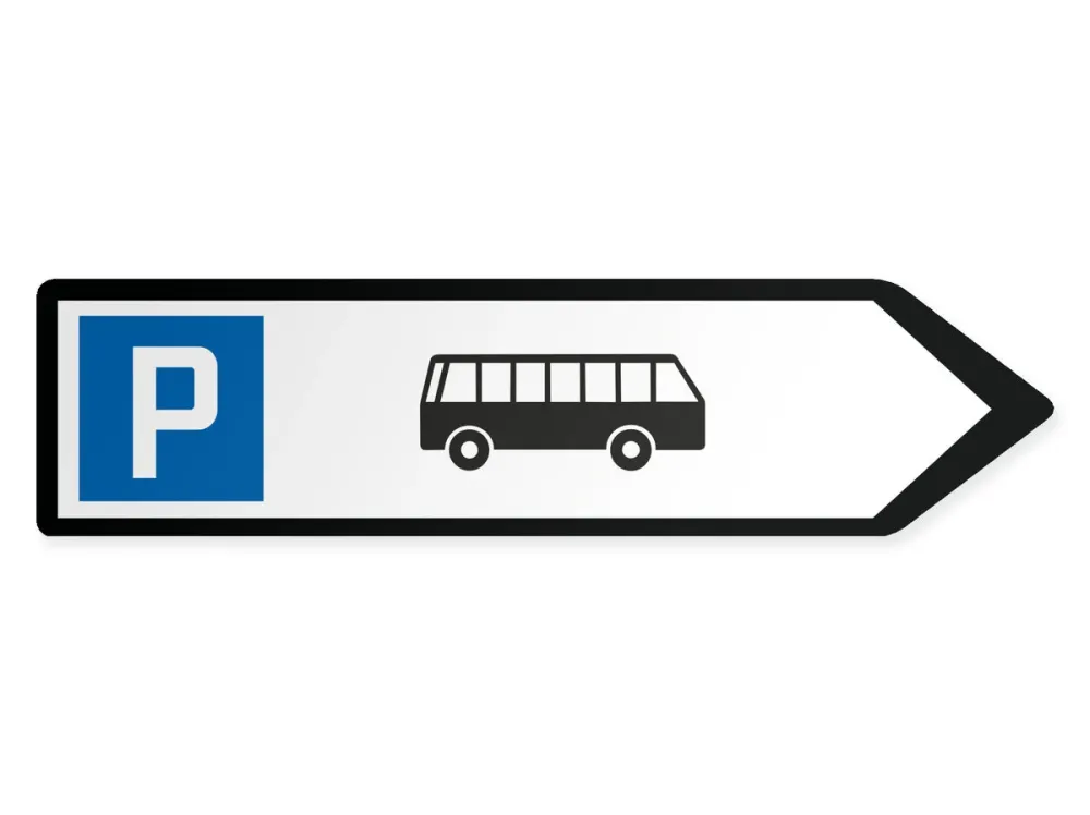 Linja-autojen pysäköintialue Opaste - oikealle, 80 x 20 cm