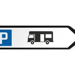 Matkailuperävaunujen pysäköintialue Opaste - oikealle, 40 x 10 cm