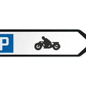 Moottoripyörien pysäköintialue Opaste - oikealle 40 x 10 cm