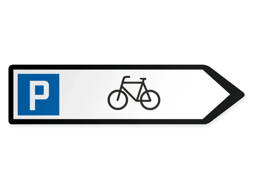 Polkupyörien pysäköintialue Opaste – oikealle, 60 x 15 cm