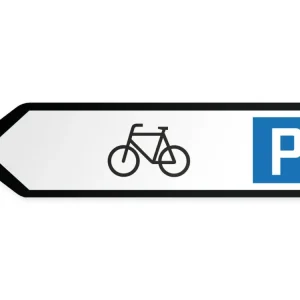 Polkupyörien pysäköintialue Opaste – vasemmalle, 60 x 15 cm