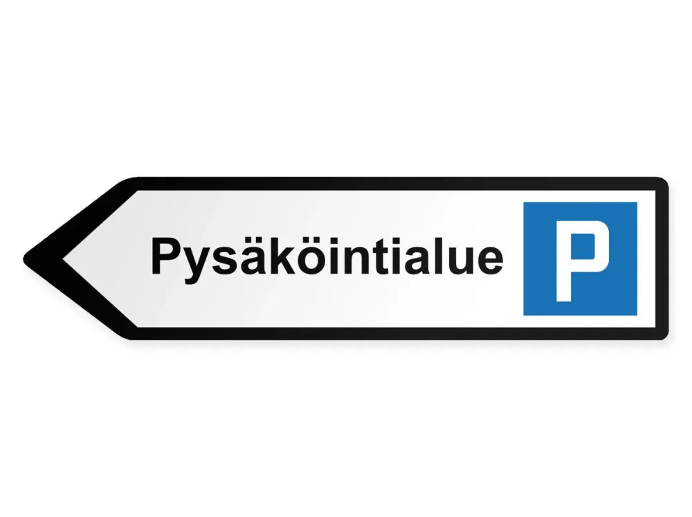 Pysäköintialue Opaste - vasemmalle, 60 x 15 cm