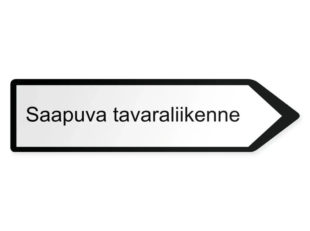 Saapuva tavaraliikenne Opaste – oikealle, 40 x 10 cm