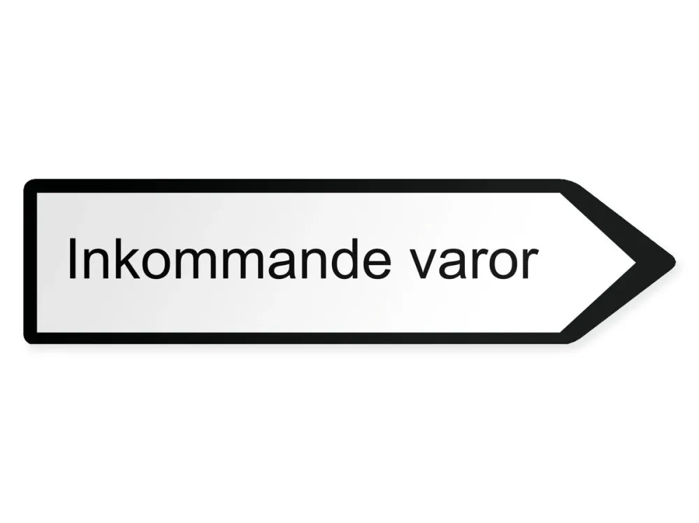 Saapuva tavaraliikenne Opaste – oikealle, 40 x 10 cm