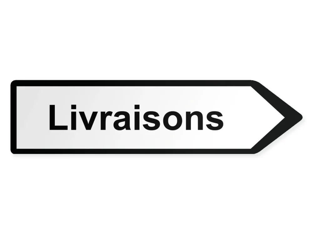 Saapuva tavaraliikenne Opaste – oikealle, 40 x 10 cm