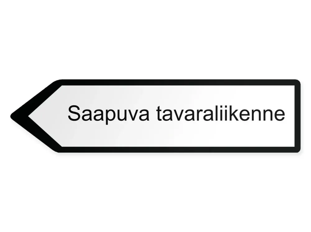 Saapuva tavaraliikenne Opaste - vasemmalle, 80 x 20 cm
