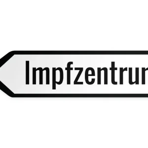 Wegweiser Impfzentrum Links, 60 x 15 cm