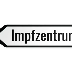 Wegweiser Impfzentrum Links, 80 x 20 cm