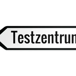 Wegweiser Testzentrum Links, 60 x 15 cm