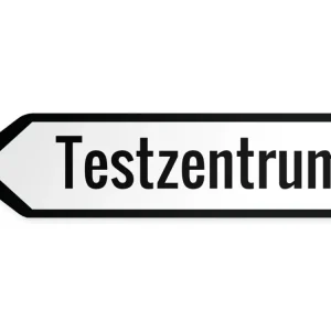 Wegweiser Testzentrum Links, 80 x 20 cm