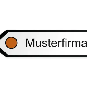 Yrityksen opastekyltti – vasemmalle, 40 x 15 cm