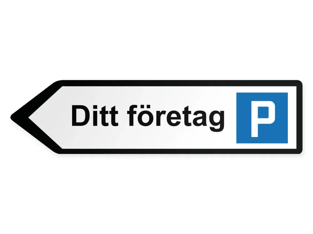 Yrityksen opastekyltti – vasemmalle, 40 x 10 cm