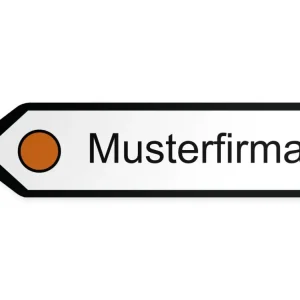 Yrityksen opastekyltti – vasemmalle, 60 x 15 cm