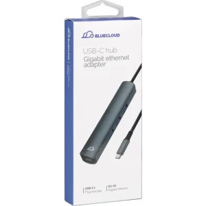 Bluecloud USB-C-USB--Hubi ja gigabit ethernet, 3 porttia