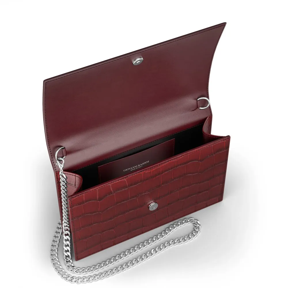 Giovanni Raspini jungle clutch laukku croco burgundi pronssivalkoinen nahka L0034