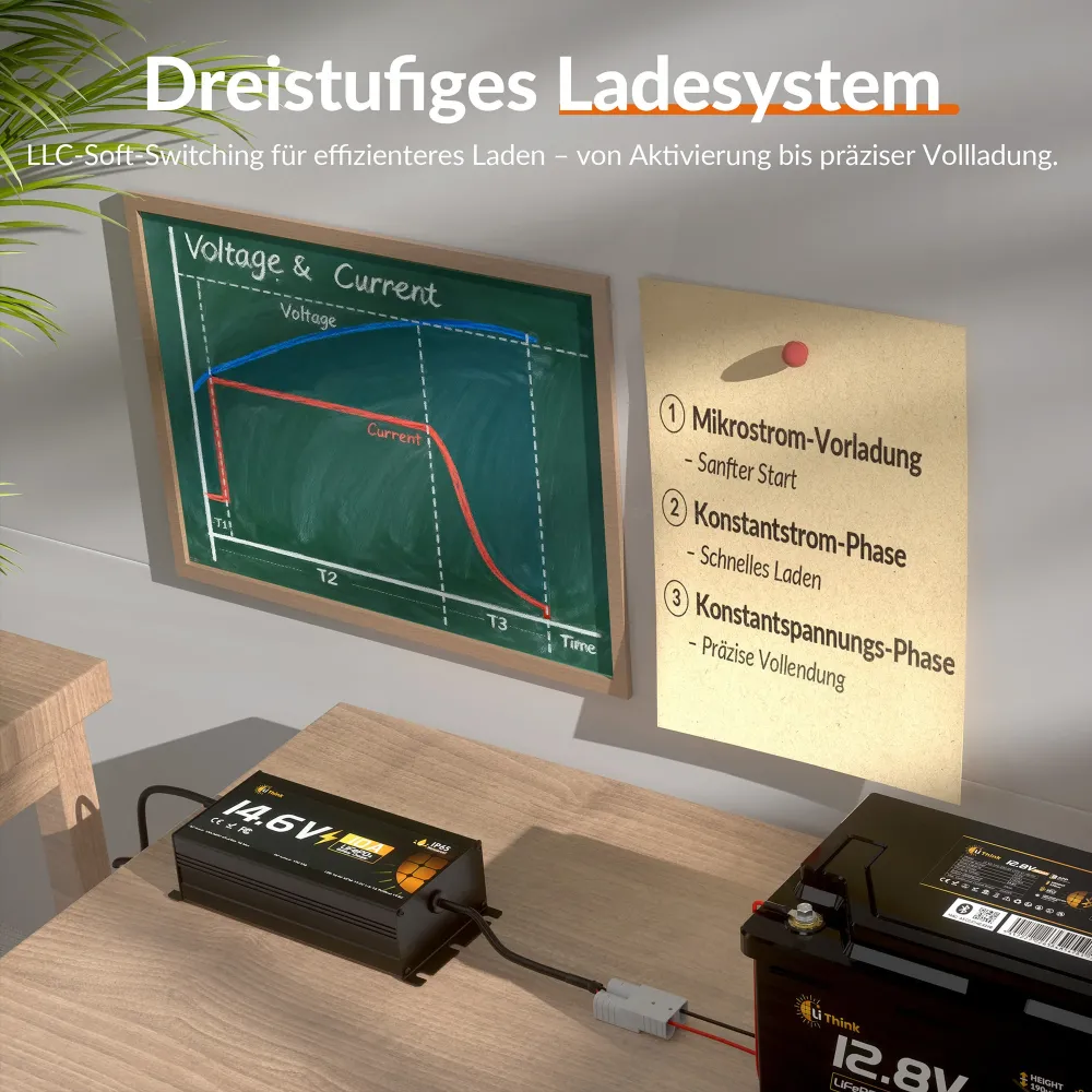 Lithink 14.6V 10A vesitiivis laturi – LiFePO₄-, NCM- ja lyijyakuille