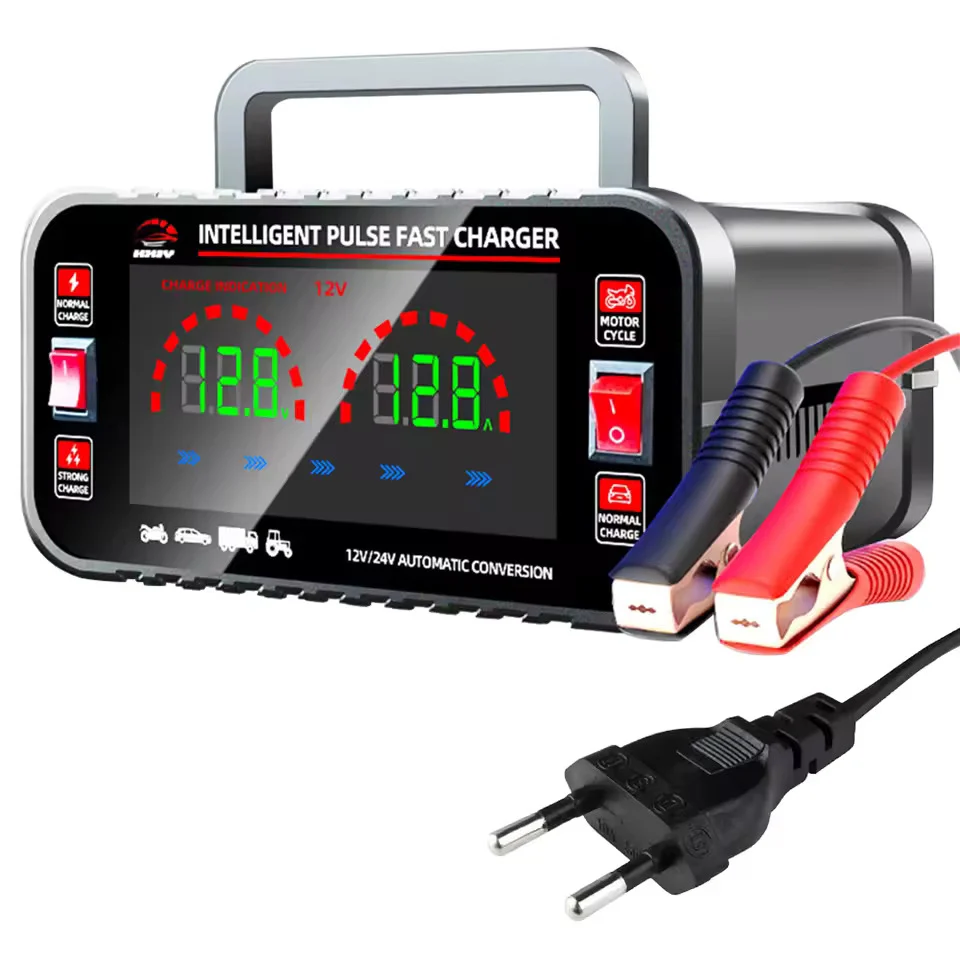 12 10A / 24V 5A Täysin automaattinen autokennon laturi Älykäs sykäyskorjaus autokennon laturi Moottoripyörän akun laturi