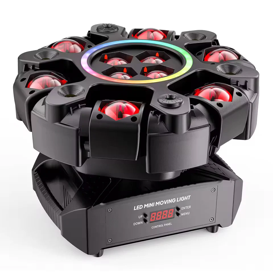 150W 6-haarainen RGBW-beam moving head halo-efektillä, show-valaistus, DMX512, kennollinen säde- ja stroboskooppiefekti, s...