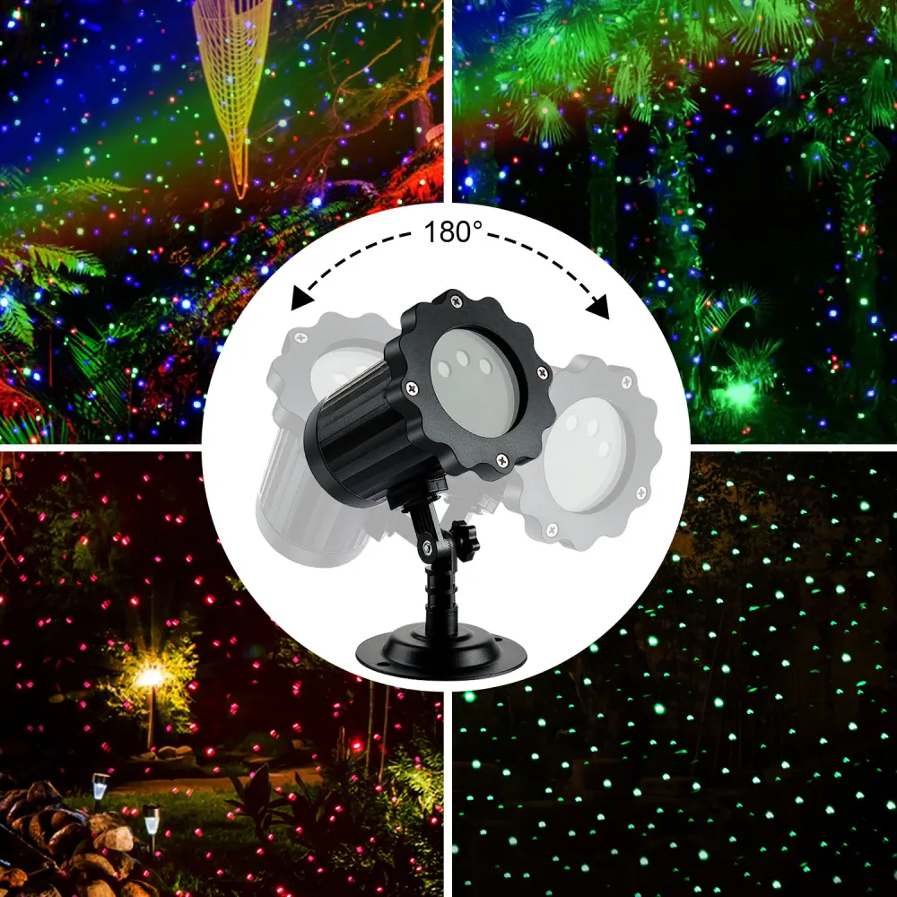 Starry-laserprojektori ulkokäyttöön, RGB liikkuva tähtisade, vedenpitävä, puutarha- ja juhlakoriste kaukosäätimellä