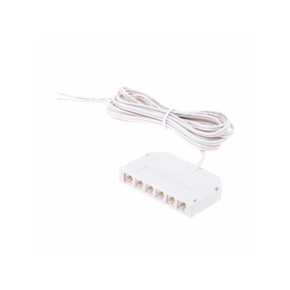Pikaliitinrasia kuudelle MINI PLUG-liittimelle, valkoinen, 2m johdolla