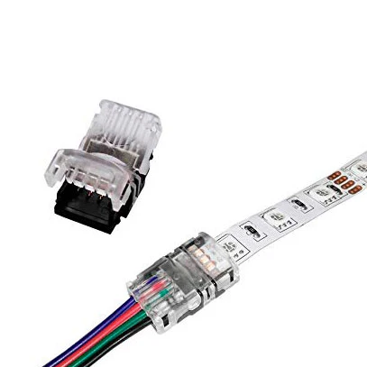 RGB - 10mm RGB LED-nauhan jatkoliitin (nauha+johdot RGB led-nauhalle, max. 90led/m)