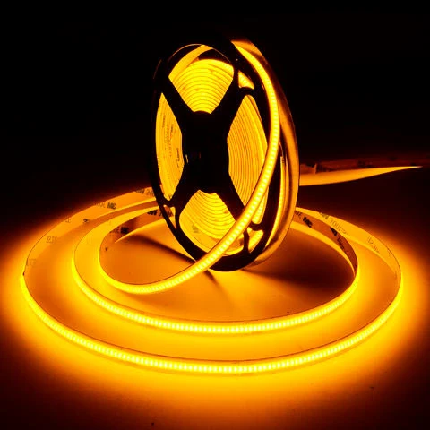 Keltainen pisteetön COB 10W/m 12V LED-valonauha, 5m kela, IP20