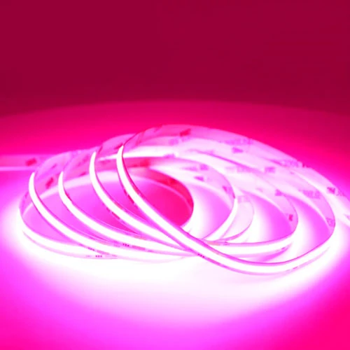 Pinkki, vaalean punainen pisteetön COB 10W/m 12V LED-valonauha, 5m kela, IP20