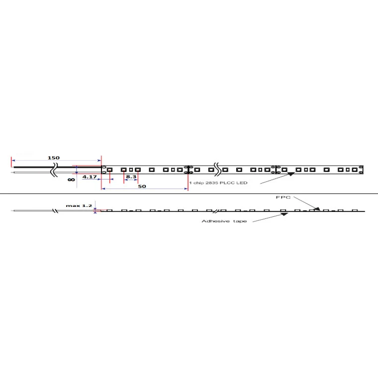 5m pituinen 12W/m 24V LED-valonauha, CRI>90 120led/m 1350lm/m IP20