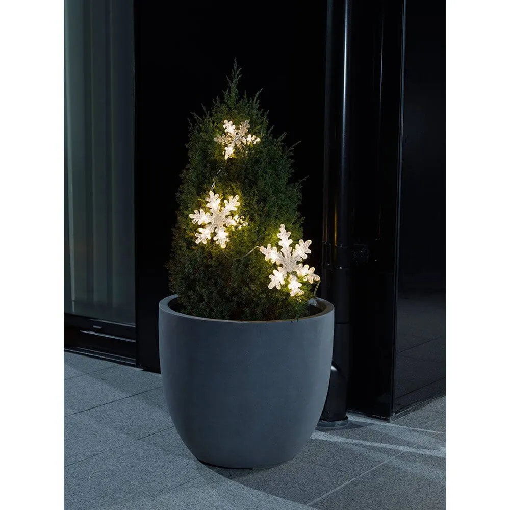LED -valoverho 3 lumihiutaleet Lämpimät valkoiset akkutoiminnot IP44