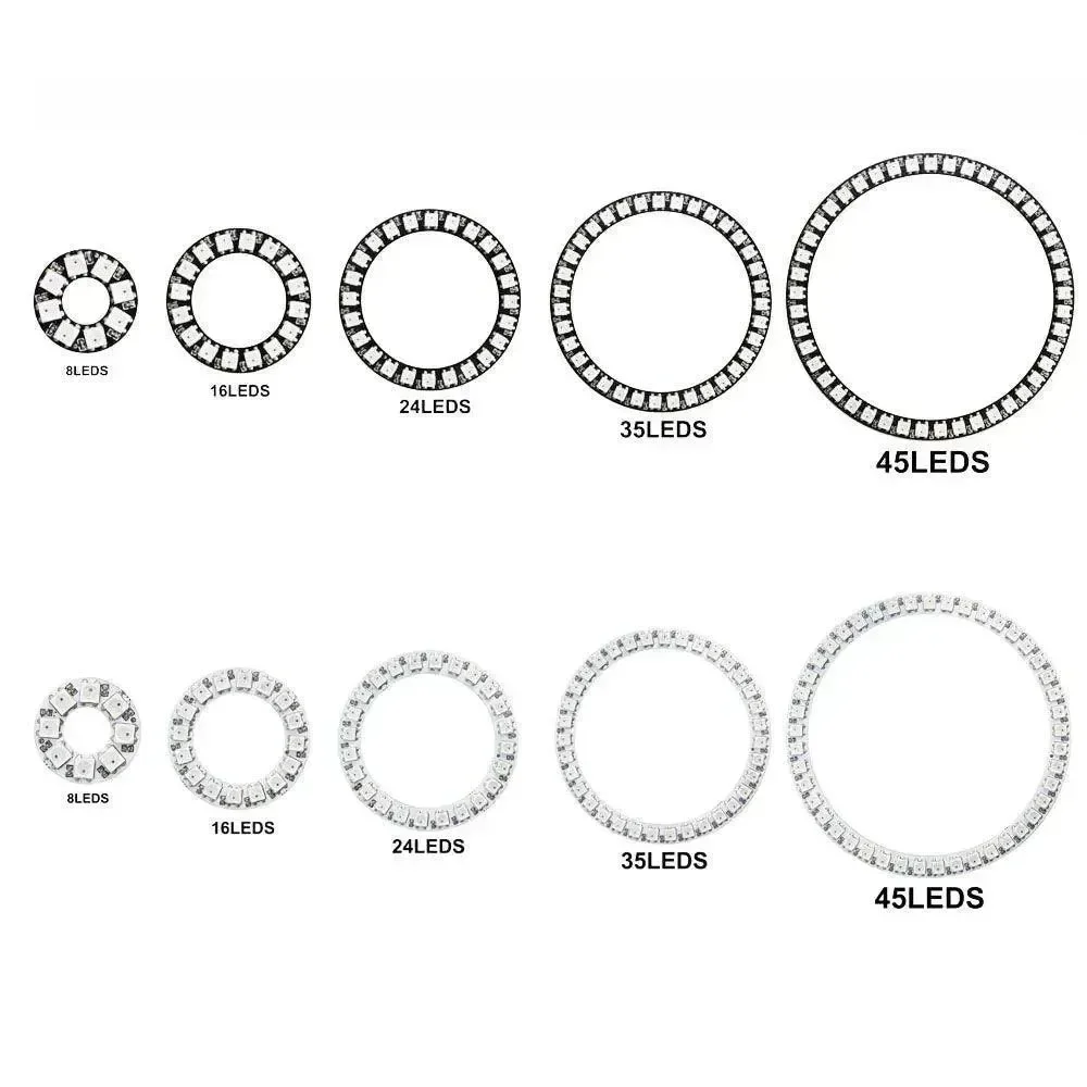 WS2812b LED-rengas osoitettavissa 8/16/24/35/45 LEDiä 5050 RGB LED-diodirengas värillisellä IC:llä sisäänrakennettu LED