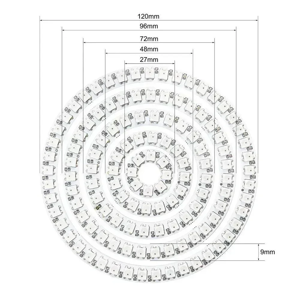 WS2812b LED-rengas osoitettavissa 8/16/24/35/45 LEDiä 5050 RGB LED-diodirengas värillisellä IC:llä sisäänrakennettu LED