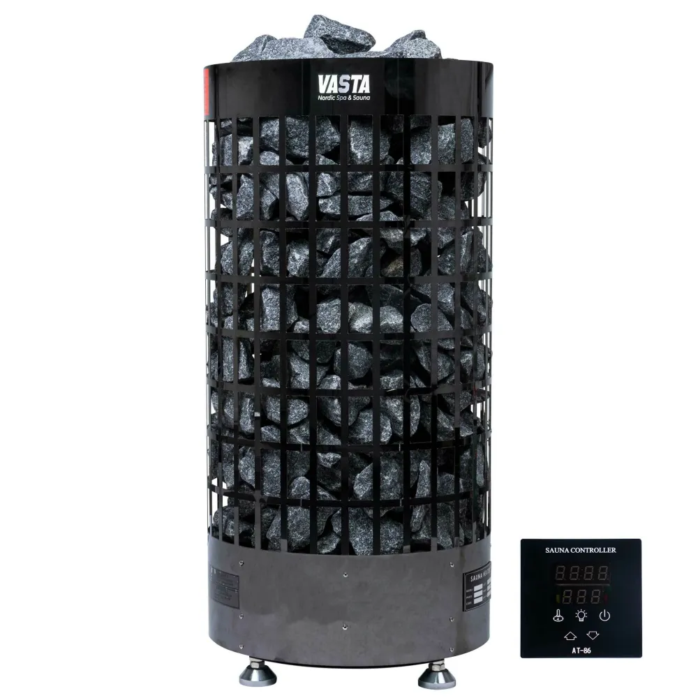 Vasta Sähkökiuas Ignite 8kw, musta teräs, erillinen, 7-12m3