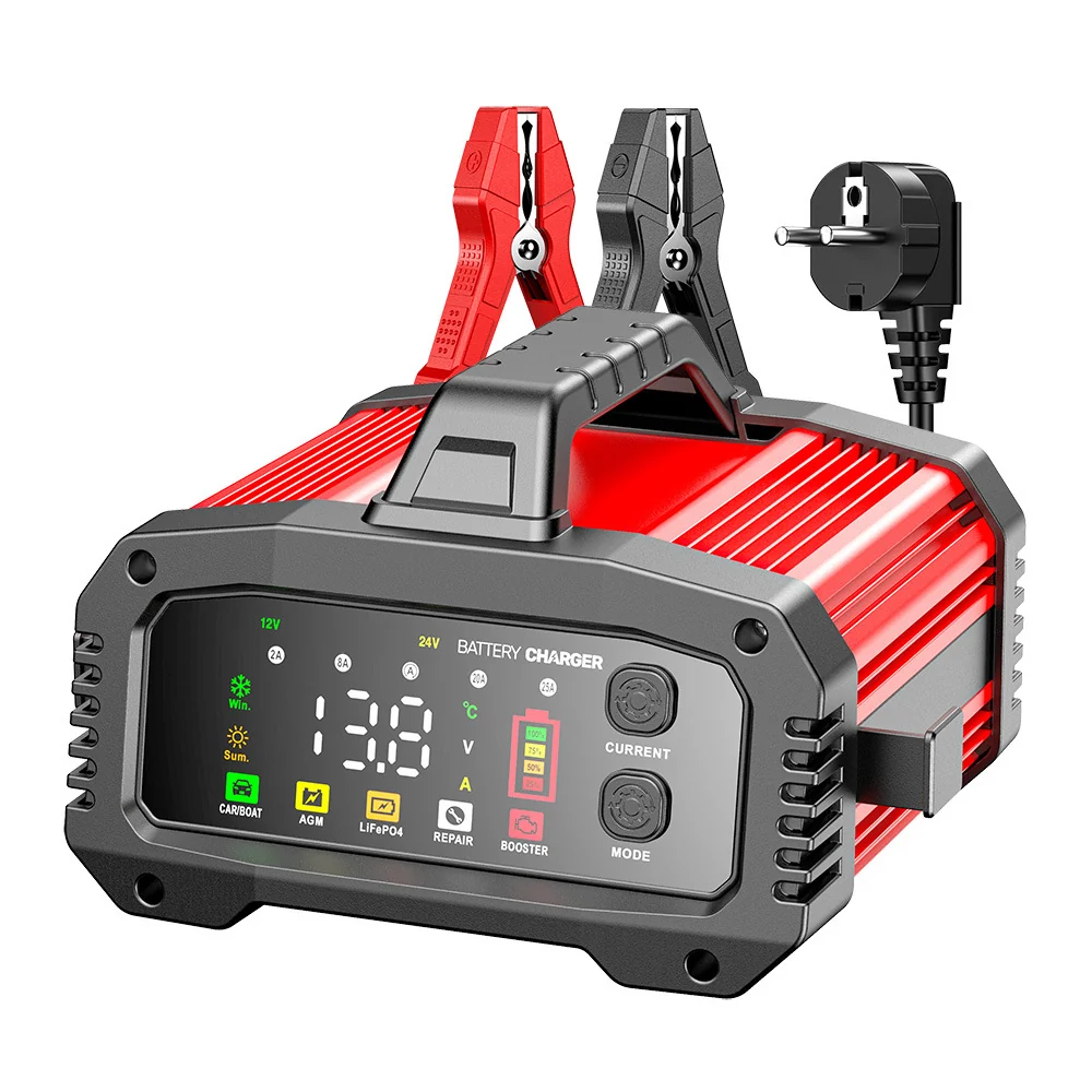 25A Auton akkulaturi, 12V 25A 24V 15A Lyijyhappo AGM LiFePO4 Akkulaturi, Ajoneuvon akkulaturi, Älykäs akkulaturi autoille,...