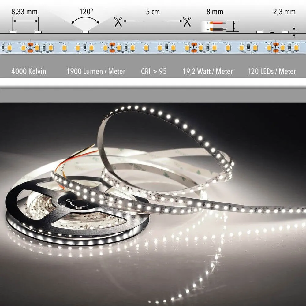 5m LED -nauha 19, 2 W/m neutraali valkoinen IP20