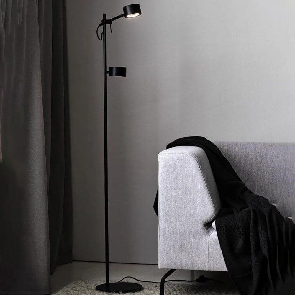 LED-lattiavalaisin Clyde 2-Flame Black