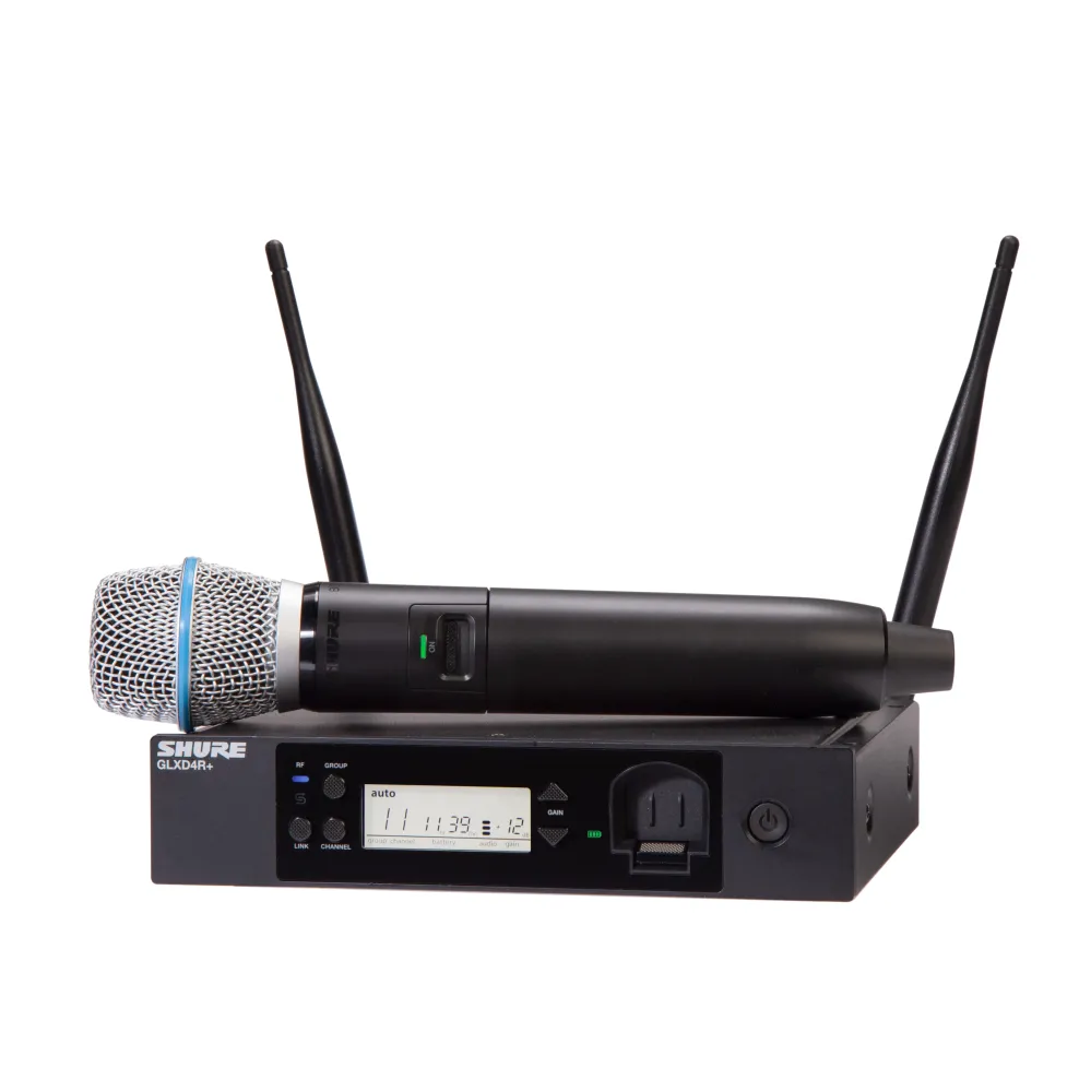 Shure GLXD24R+ BETA87A Langaton Mikrofon Räkki Järjestelmä
