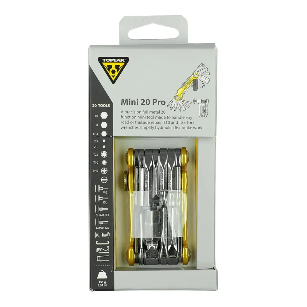 TOPEAK MINI PRO Gold monitoimityökalu (20 työkalua + kotelo)