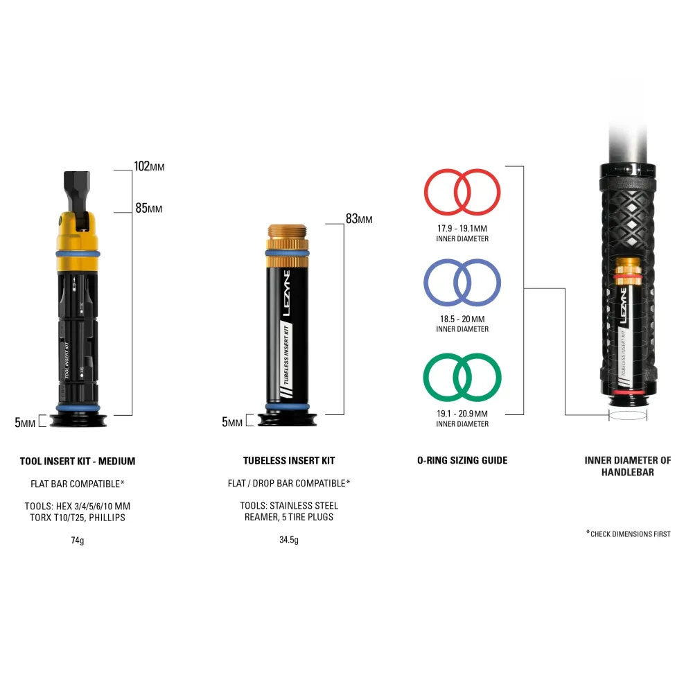 Tubeless-korjaussarja + monitoimityökalu M Integroitu LEZYNE DUAL -ohjaustanko
