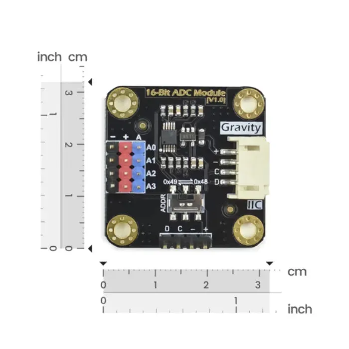 Gravity: ADS1115 16-bittinen ADC-moduuli - I2C analoginen-digitaalimuunnin DFRobot