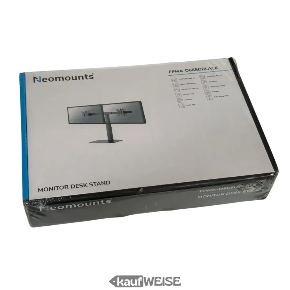 Neomounts Newstar FPMA-D865D Dual Monitor pöytäteline | 10-27 tuumaa | Korkeussäädettävä ja kääntyvä