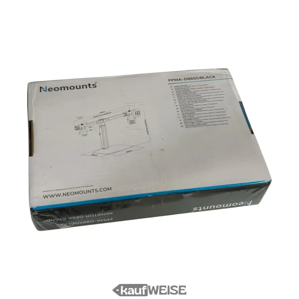 Neomounts Newstar FPMA-D865D Dual Monitor pöytäteline | 10-27 tuumaa | Korkeussäädettävä ja kääntyvä