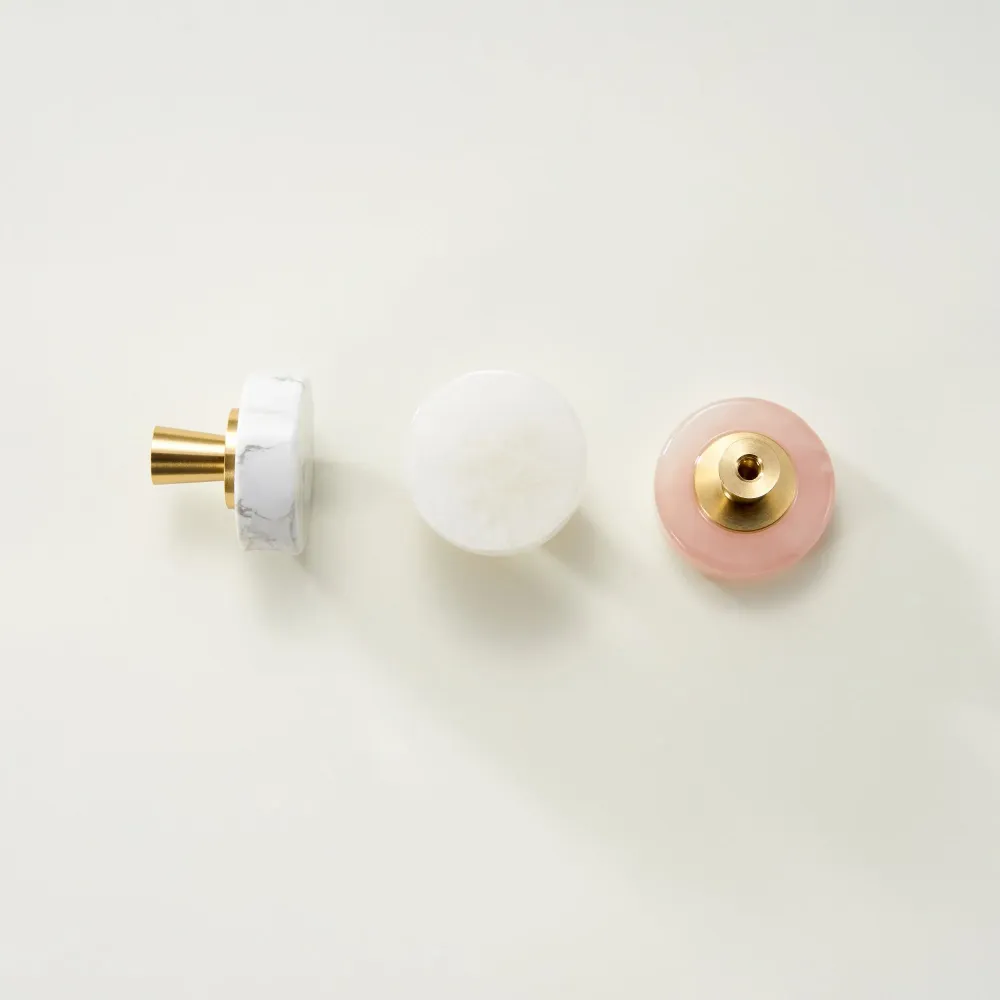 Nuppi CH066 | Vuorikristalli + Messinki | Valkoinen