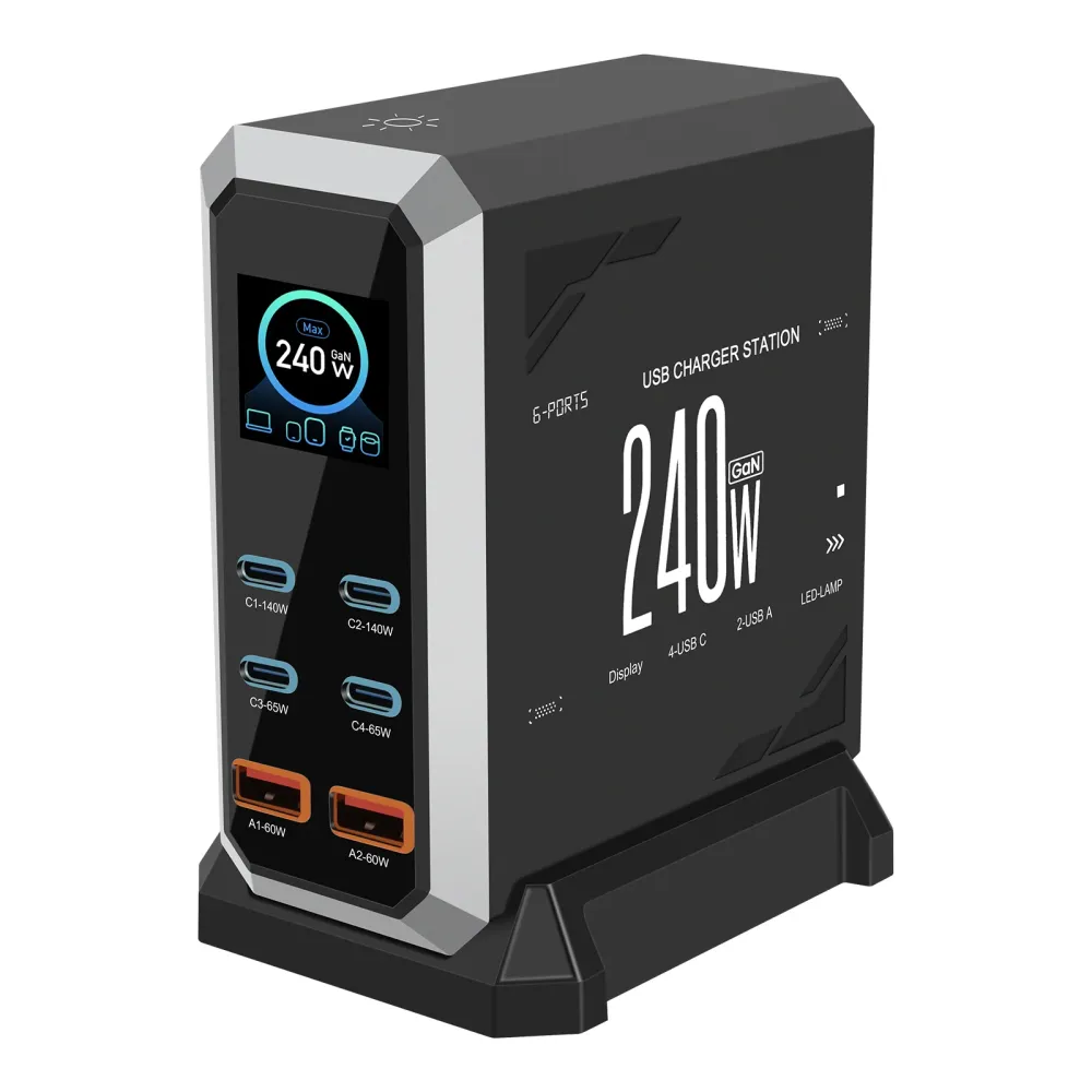 NOEIFEVO 240W USB-latausasema 6 liitännällä, PD3.1 140W USB Type-C & PPS/PD USB Type- laturi – pöytälatausasema, yhteensop...