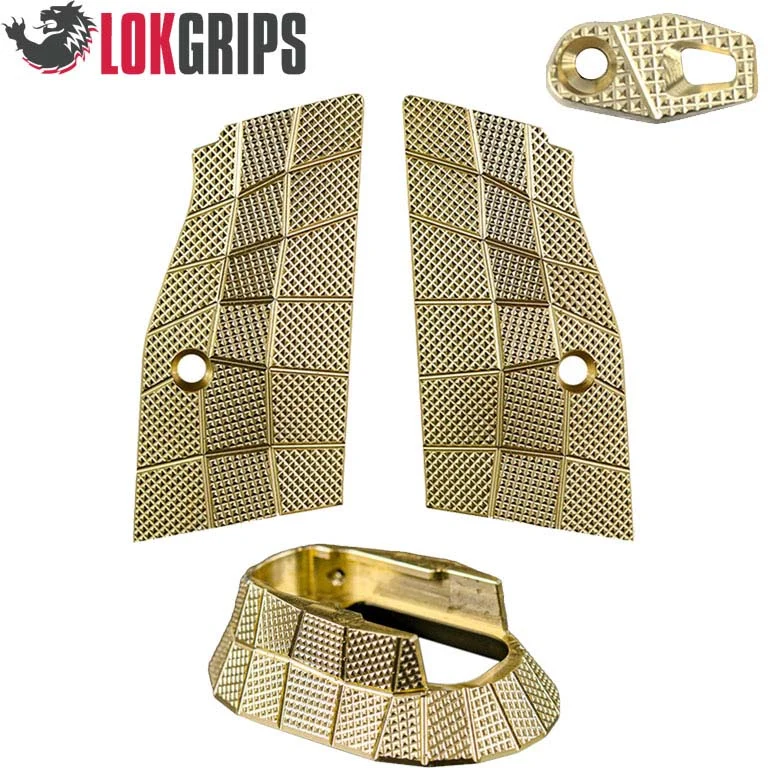 CZ TS 2 lyhyet messinkiset kahvapaneelit & messinkinen magwell | Gridlok