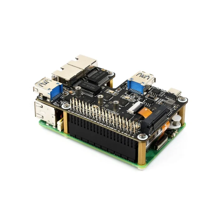 Waveshare PCIe USB 3.2 Gen1/2.5G ETH/M.2 NVMe -sovitin Raspberry Pi 5:lle