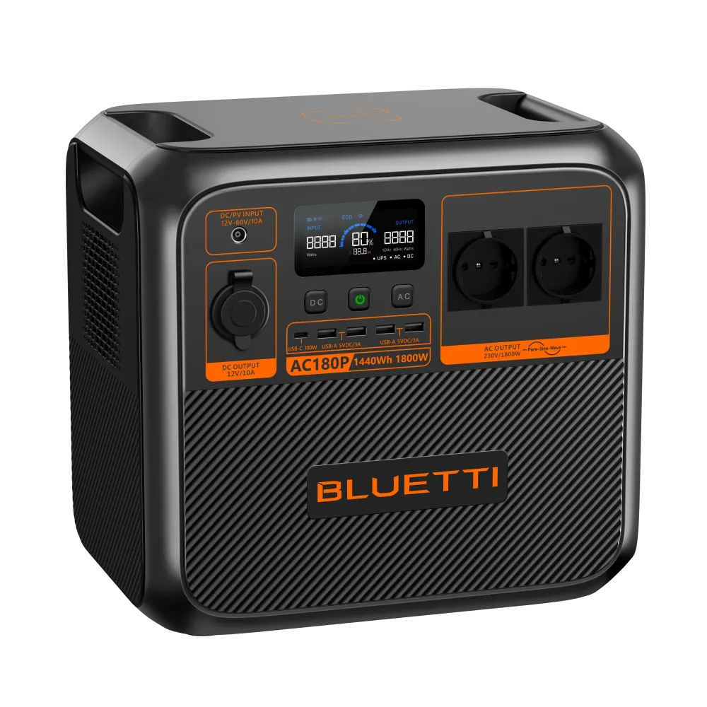 BLUETTI AC180P kannettava aurinkovoimala | 1800W 1440Wh Bluettipower-EU