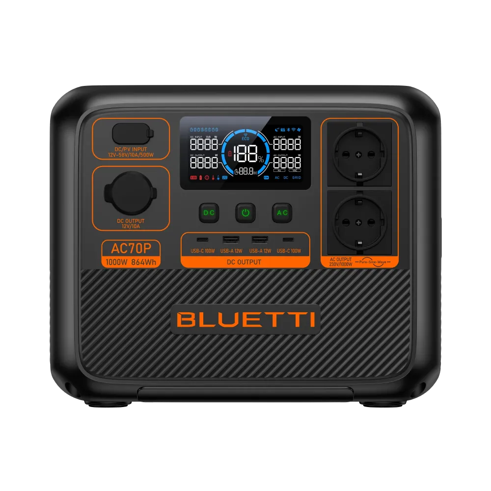 Kannettava BLUETTI AC70P voimalaitos | 1000W 864Wh Bluettipower-EU