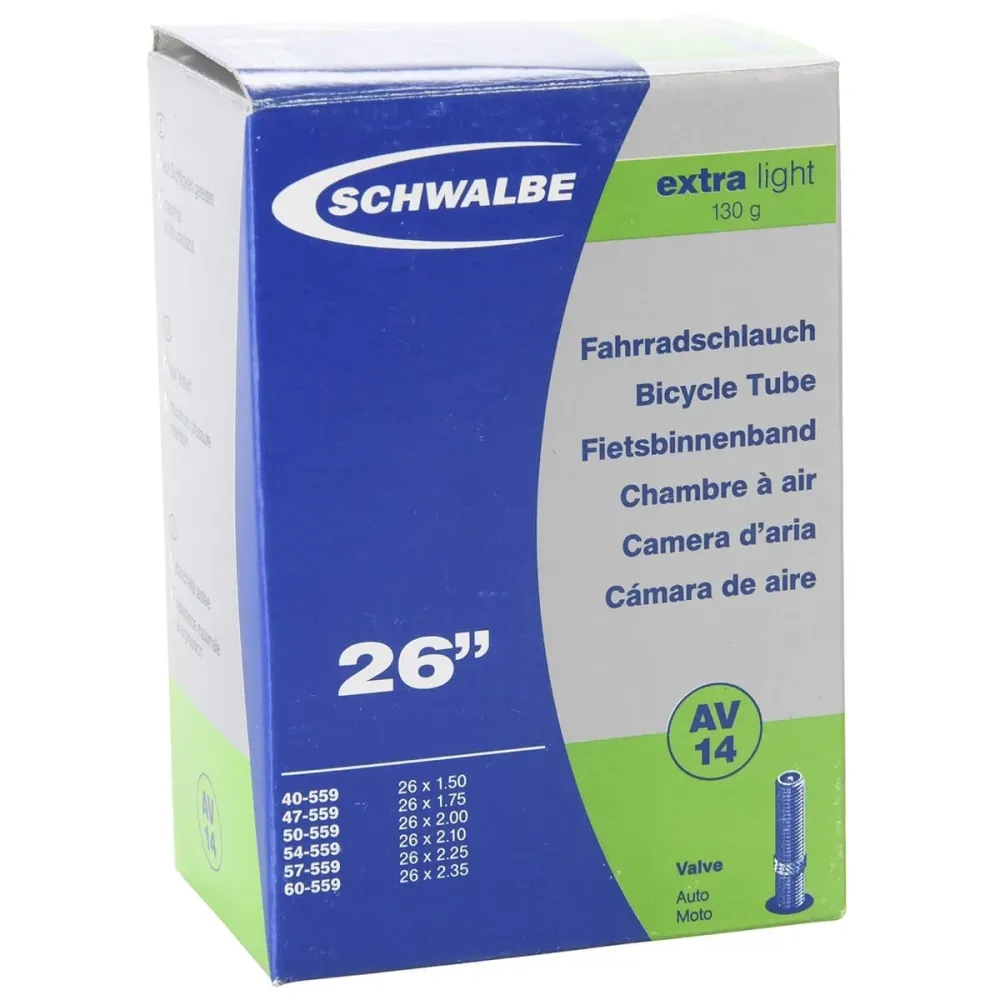 SCHWALBE EXTRA LIGHT AV 14 26x1.50/2.35 Butyyli Schrader 40 mm sisäputki