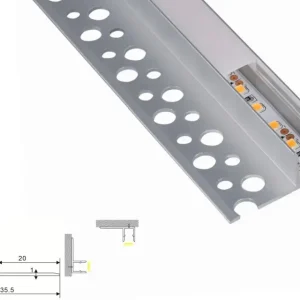Kipsiprofiili | Sisäänrakennettu | 1 metri | Sivu | Alumiini | 35,5x15 | COB LED-nauha